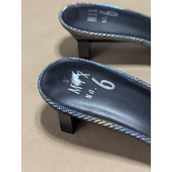 Mix No. 6 Marcia Square Toe Sandals Mini Heel Pumps Silver Metallic Going Out - Picture 6 of 6